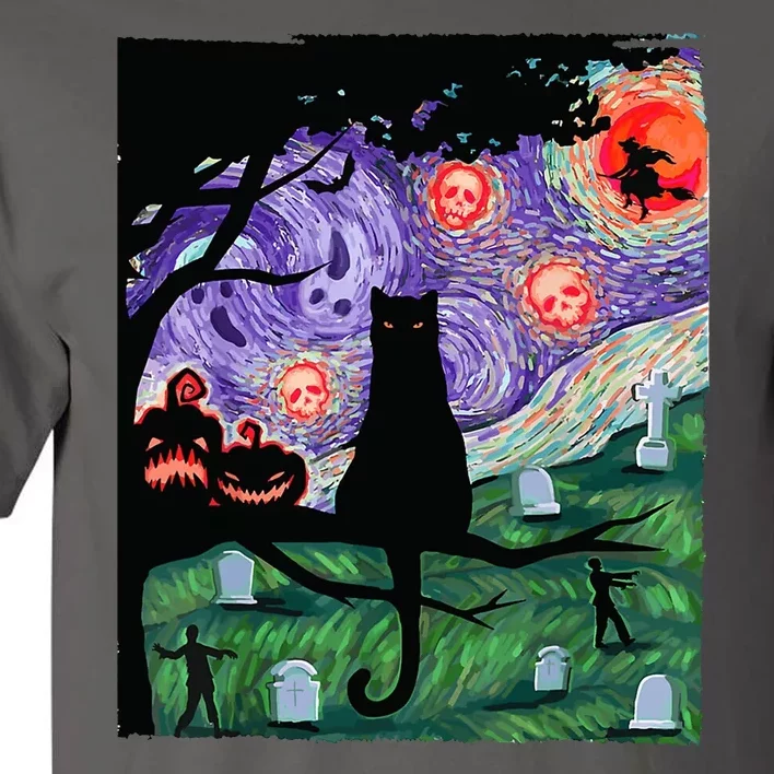 Spooky Cat Art Painting Halloween Tall T-Shirt