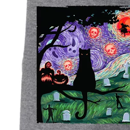 Spooky Cat Art Painting Halloween Doggie 3-End Fleece Hoodie