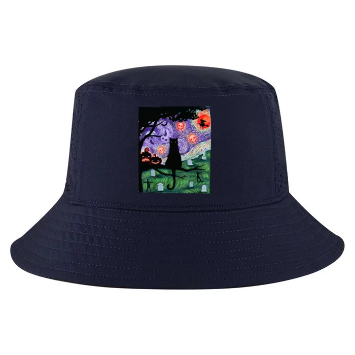 Spooky Cat Art Painting Halloween Cool Comfort Performance Bucket Hat