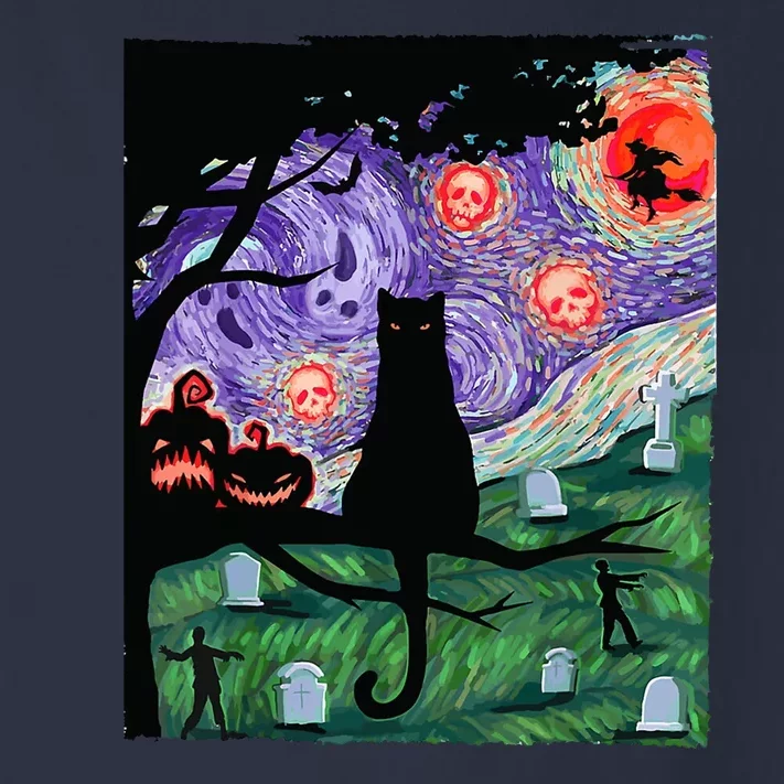 Spooky Cat Art Painting Halloween Toddler Long Sleeve Shirt