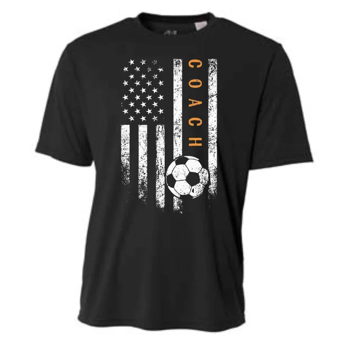 Soccer Coach American Flag Design Soccer Trainer Coaching Cooling Performance Crew T-Shirt