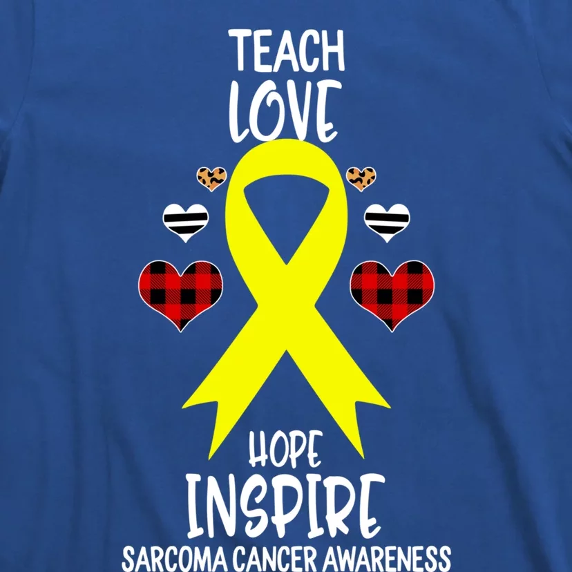 Sarcoma Cancer Awareness Teach Ribbon Love Hope Inspire Gift T-Shirt