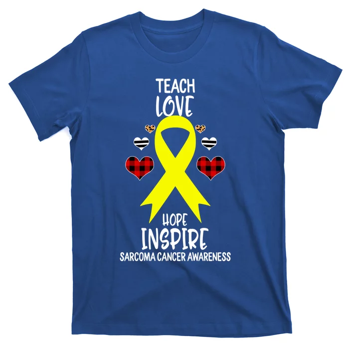 Sarcoma Cancer Awareness Teach Ribbon Love Hope Inspire Gift T-Shirt