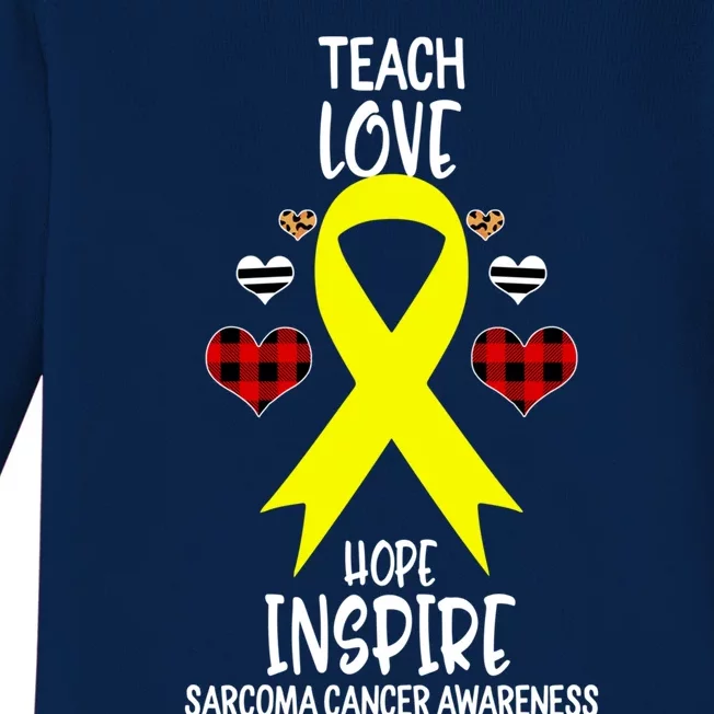 Sarcoma Cancer Awareness Teach Ribbon Love Hope Inspire Gift Baby Long Sleeve Bodysuit