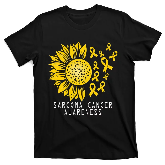 Sarcoma Cancer Awareness Sunflower Yellow Ribbon Sarcoma T-Shirt