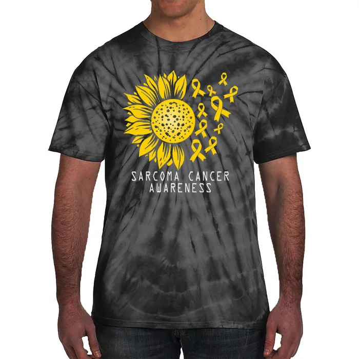 Sarcoma Cancer Awareness Sunflower Yellow Ribbon Sarcoma Tie-Dye T-Shirt