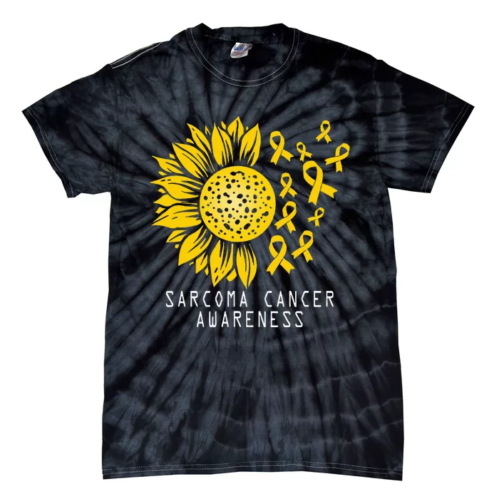 Sarcoma Cancer Awareness Sunflower Yellow Ribbon Sarcoma Tie-Dye T-Shirt