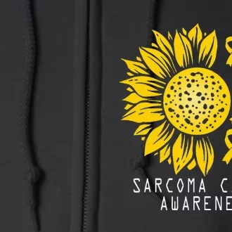 Sarcoma Cancer Awareness Sunflower Yellow Ribbon Sarcoma Full Zip Hoodie