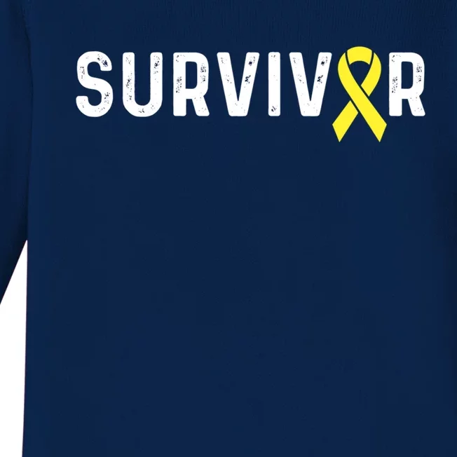 Sarcoma Cancer Awareness Yellow Ribbon Survivor Remission Gift Baby Long Sleeve Bodysuit