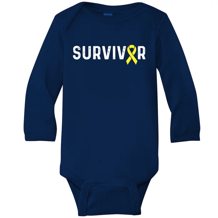 Sarcoma Cancer Awareness Yellow Ribbon Survivor Remission Gift Baby Long Sleeve Bodysuit