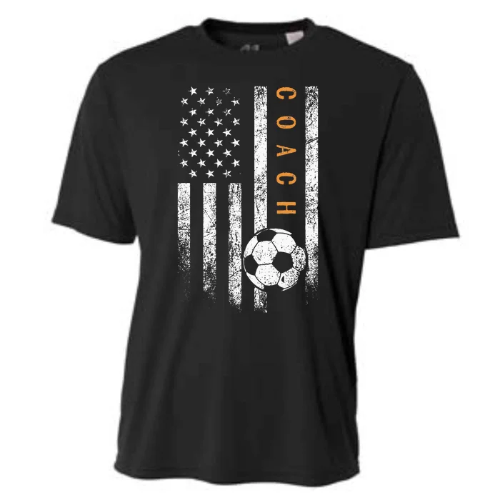 Soccer Coach American Flag Design Soccer Trainer Coaching Cooling Performance Crew T-Shirt