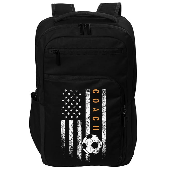 Soccer Coach American Flag Design Soccer Trainer Coaching Impact Tech Backpack