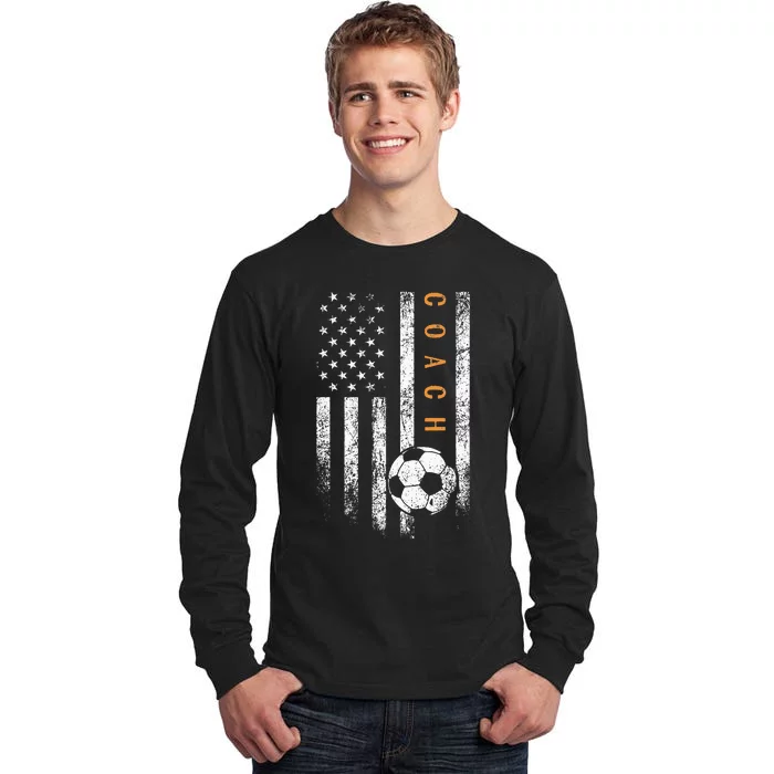 Soccer Coach American Flag Design Soccer Trainer Coaching Tall Long Sleeve T-Shirt