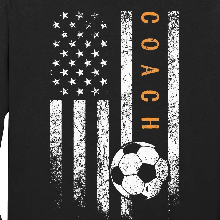 Soccer Coach American Flag Design Soccer Trainer Coaching Tall Long Sleeve T-Shirt