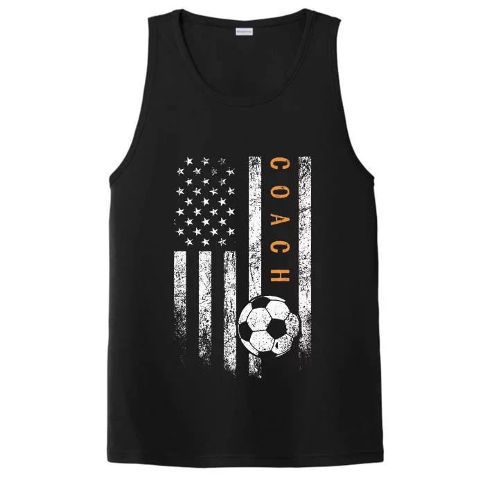 Soccer Coach American Flag Design Soccer Trainer Coaching Performance Tank