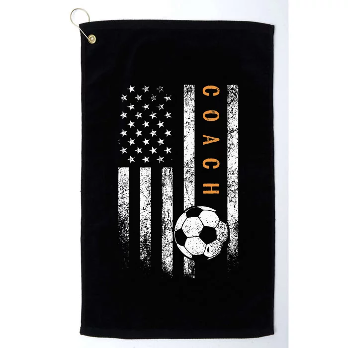 Soccer Coach American Flag Design Soccer Trainer Coaching Platinum Collection Golf Towel