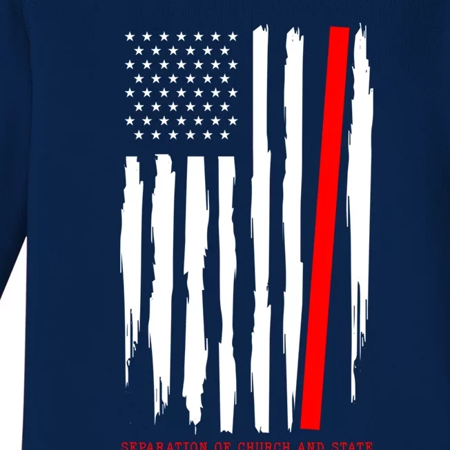 Seperate Church And State Again Political Awareness Us Flag Cool Gift Baby Long Sleeve Bodysuit