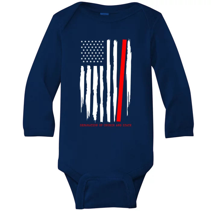 Seperate Church And State Again Political Awareness Us Flag Cool Gift Baby Long Sleeve Bodysuit