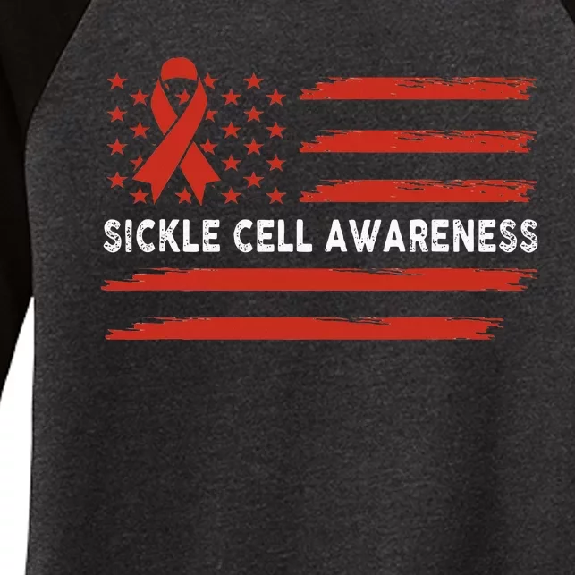 Sickle Cell Awareness Flag Sickle Cell Warrior Women's Tri-Blend 3/4-Sleeve Raglan Shirt