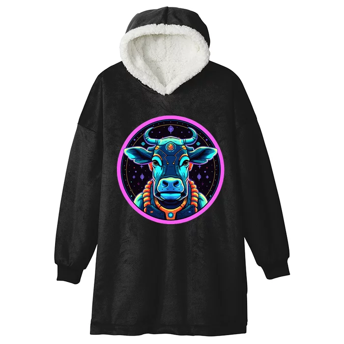 Space Cow Astronaut Funny Cosmic Galaxy Animals Hooded Wearable Blanket