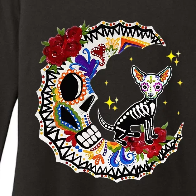 Spooky Chihuahua and Moon Halloween Design Womens CVC Long Sleeve Shirt