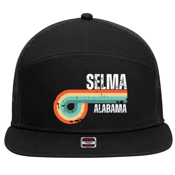 Selma City Alabama State Vintage Retro Souvenir 7 Panel Mesh Trucker Snapback Hat