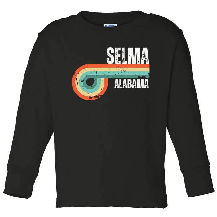 Selma City Alabama State Vintage Retro Souvenir Toddler Long Sleeve Shirt