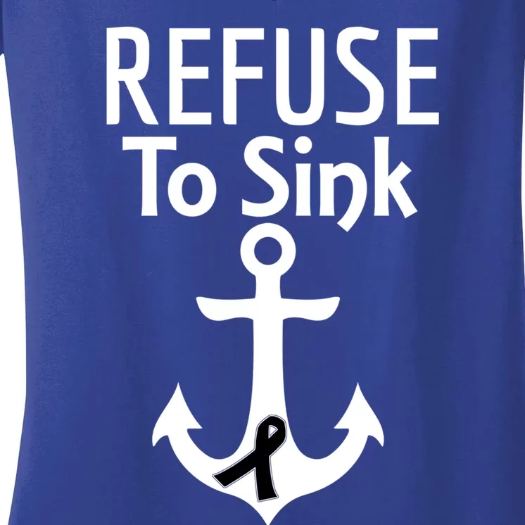 Skin Cancer Awareness Refuse To Sink Fighter Gift Great Gift Women's V-Neck T-Shirt