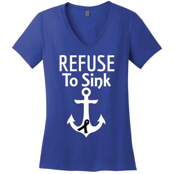 Skin Cancer Awareness Refuse To Sink Fighter Gift Great Gift Women's V-Neck T-Shirt