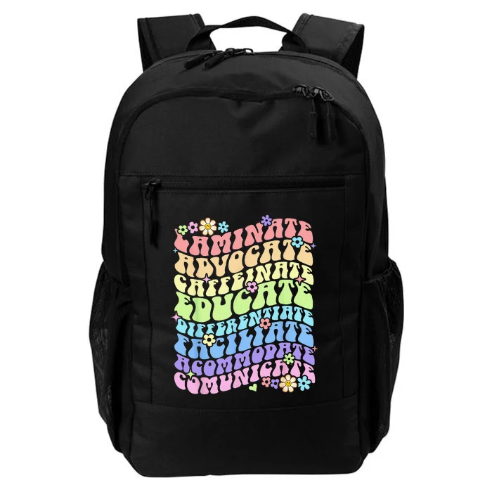 Sped Caffeinate Advocate Laminate Educate Groovy Teacher Daily Commute Backpack