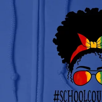 School Counselor African Messy Bun Black History Month Gift Full Zip Hoodie