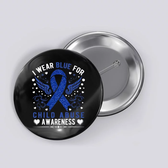 Stop Child Abuse Prevention Month Blue Ribbon Awareness Button