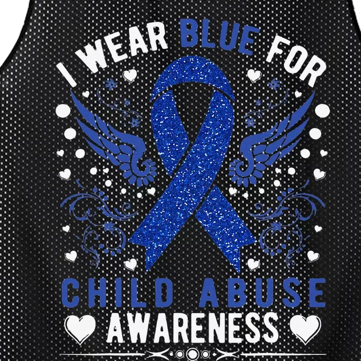 Stop Child Abuse Prevention Month Blue Ribbon Awareness Mesh Reversible Basketball Jersey Tank