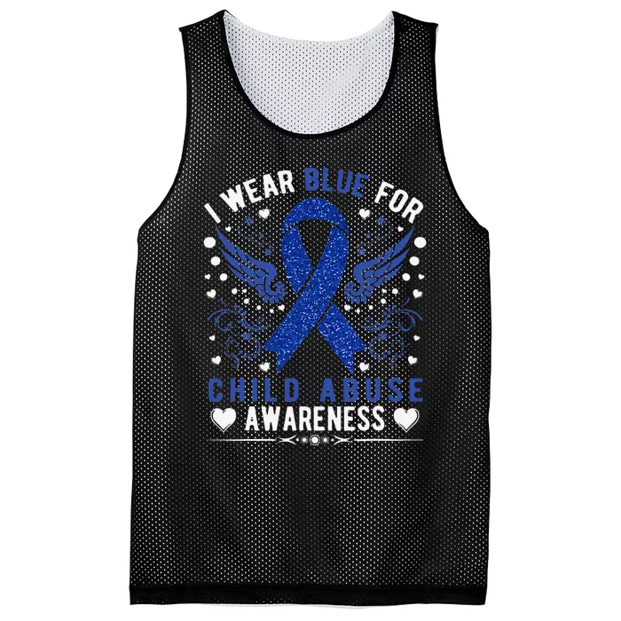 Stop Child Abuse Prevention Month Blue Ribbon Awareness Mesh Reversible Basketball Jersey Tank