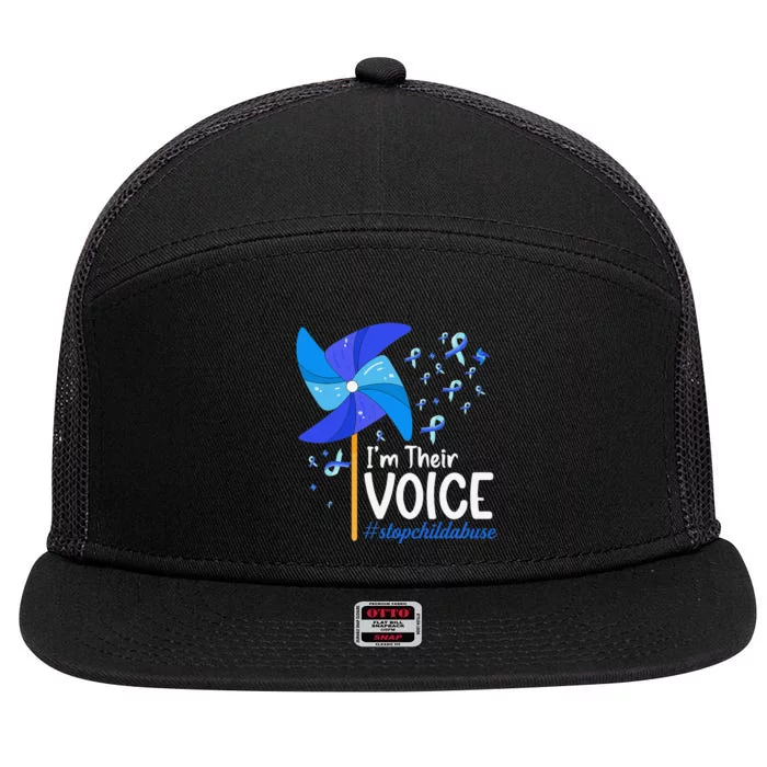 Stop Child Abuse Prevetion Awareness Month Rainbow Premium 7 Panel Mesh Trucker Snapback Hat