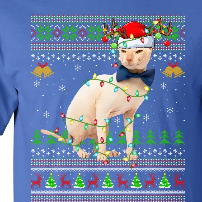 Sphynx Cat Animal Lover Xmas Santa Sphynx Cat Ugly Christmas Gift Tall T-Shirt