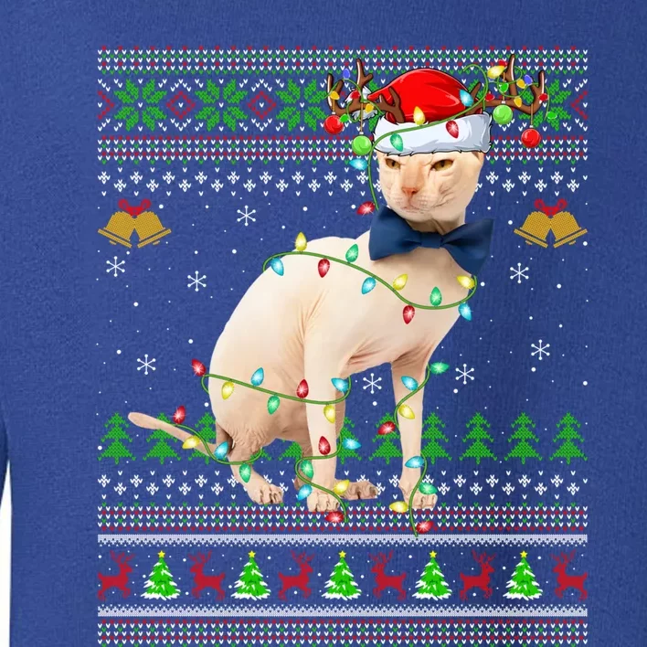 Sphynx Cat Animal Lover Xmas Santa Sphynx Cat Ugly Christmas Gift Toddler Sweatshirt