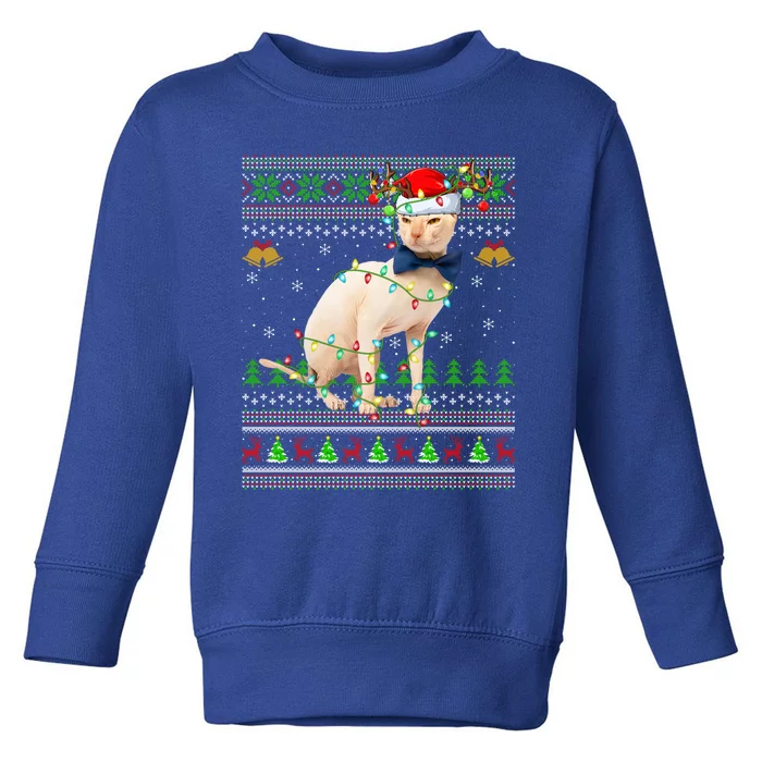 Sphynx Cat Animal Lover Xmas Santa Sphynx Cat Ugly Christmas Gift Toddler Sweatshirt