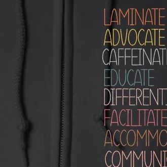 Sped Caffeinate Advocate Laminate Educate Teacher Autism Day Full Zip Hoodie