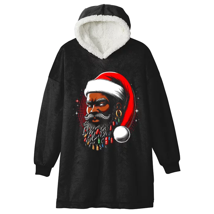 Santa Christmas African American Pyjamas Cool Black Hooded Wearable Blanket