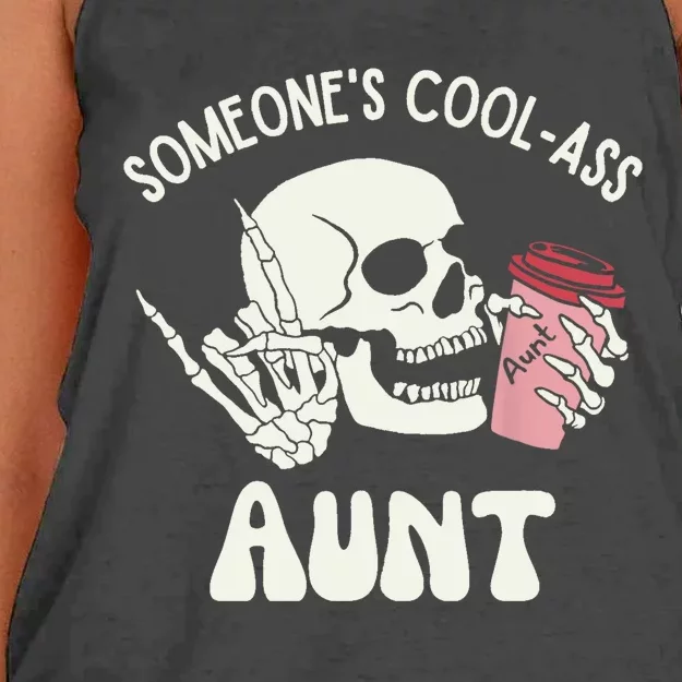 SomeoneS Cool Ass Aunt Cool Auntie Club Skull Skeleton Women's Knotted Racerback Tank