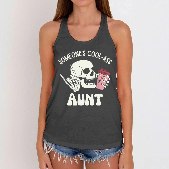 SomeoneS Cool Ass Aunt Cool Auntie Club Skull Skeleton Women's Knotted Racerback Tank