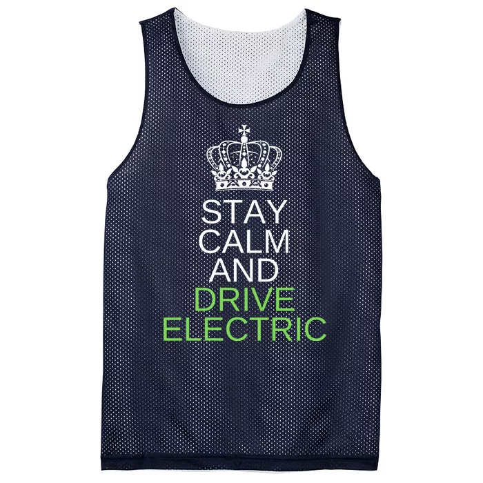 Stay Calm And Drive Electric Cars, Drive EVs, Funny ECar Mesh Reversible Basketball Jersey Tank