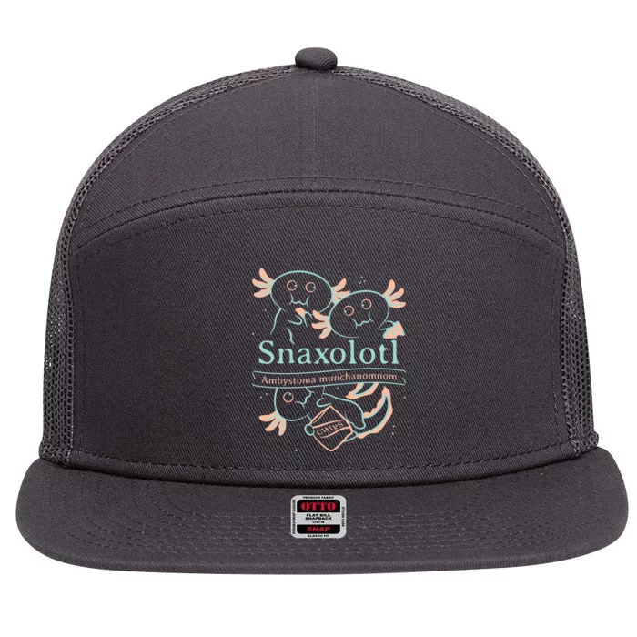 Snaxolotl Cute Axolotl Chips 7 Panel Mesh Trucker Snapback Hat