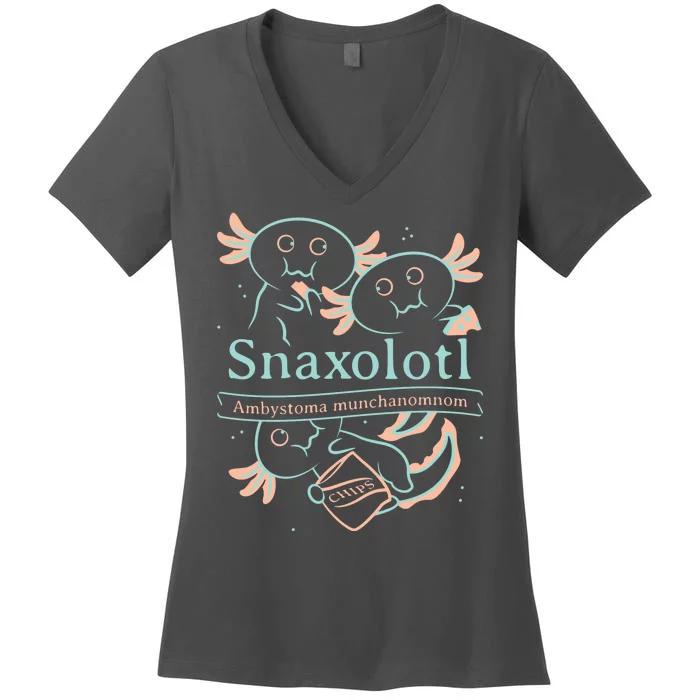 Snaxolotl Cute Axolotl Chips Women's V-Neck T-Shirt