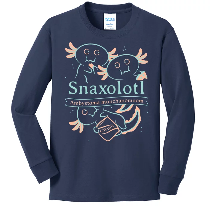 Snaxolotl Cute Axolotl Chips Kids Long Sleeve Shirt