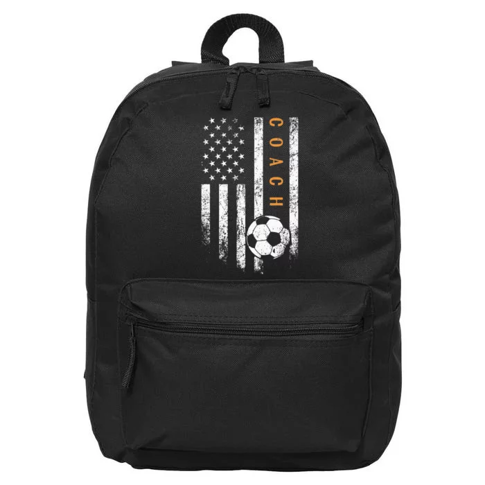 Soccer Coach American Flag Design Soccer Trainer Coaching 16 in Basic Backpack