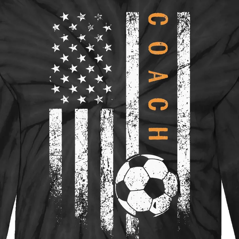 Soccer Coach American Flag Design Soccer Trainer Coaching Tie-Dye Long Sleeve Shirt