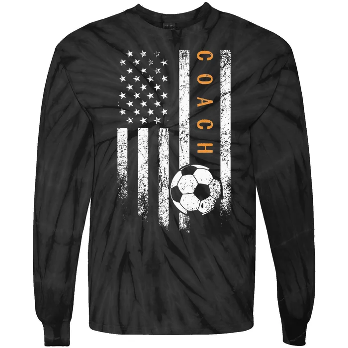 Soccer Coach American Flag Design Soccer Trainer Coaching Tie-Dye Long Sleeve Shirt