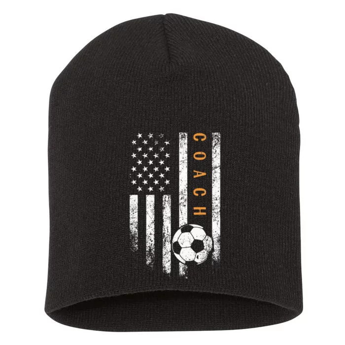 Soccer Coach American Flag Design Soccer Trainer Coaching Short Acrylic Beanie